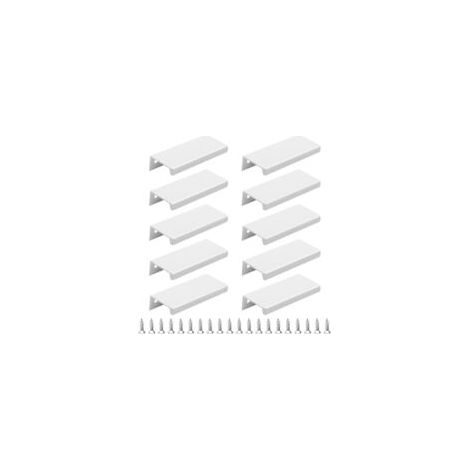 Lot de 10 poignées profilées pour meubles de cuisine - Poignée invisible - Poignée de meuble brossée - Poignée de meuble en alliage d'aluminium blanc - Entraxe 64 mm (1/4)