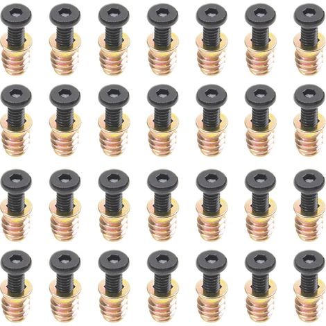 Lot de 28 écrous filetés en bois pour meubles (fixation) – Dimensions 6,3-20 mm x 63,5 mm (1/5)