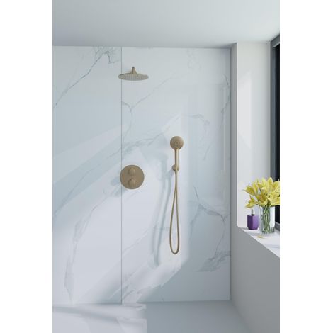 FugaFlow Eccelente Acces Ensemble de douche de tête encastré - rond - thermostatique - bras mural - douche de tête 25cm - douchette ronde - flexible