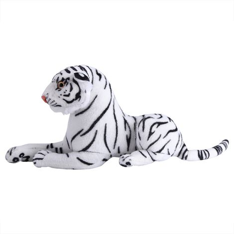 Peluche Tigre Blanc Réaliste, Coussin Doudou Grand Félin Doux et Moelleux (1/5)