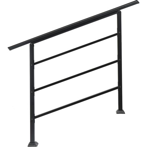 GROOFOO Rust-Resistant Black Wrought Iron Outdoor Handrail – Fits 1 to 4 Steps, Transitional Style with All-inclusive Easy-Install Kit, Safety Certified for Home and Commercial Use