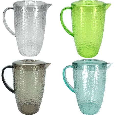 Caraffa con coperchio da 2 litri Bottiglia brocca in plastica chiusa bibite fresche da servire a tavola casa bar colazione - colorigenerali: CELESTE