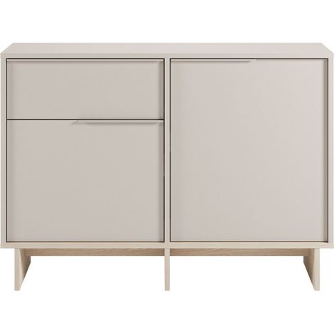 Buffet 2 portes 1 tiroir en bois et métal L120cm - Beige - Harriet (1/5)