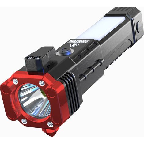 Lampe torche LED rechargeable, marteau de sécurité, plastique, rouge (1/5)