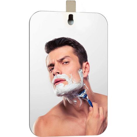 Grand miroir de douche rond antibuée avec crochet pour rasoir intégré, à suspendre, idéal pour les voyages (1/5)