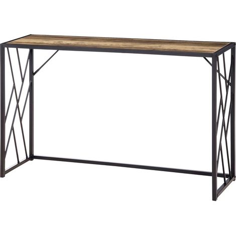 Console de entrée style industriel meuble vintage en acier et bois 120 x 35 x 75 cm marron (1/5)