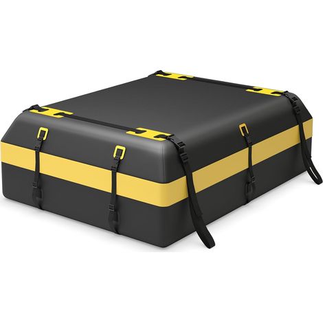 COSTWAY Borsa da Tetto Auto Impermeabile, Box da Tetto per Bagagli per Tutti i Veicoli Con/Senza Portapacchi, con Tappetino Antiscivolo, 10 Cinghie e 6 Ganci