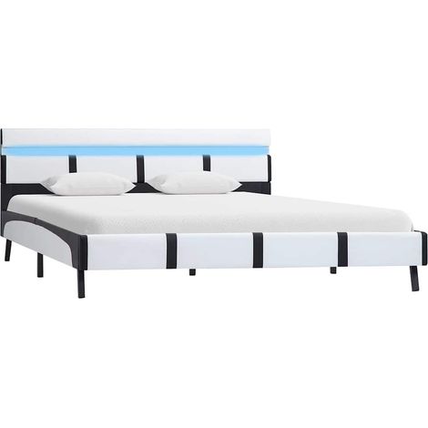 Estructura de cama con LED sin colchón cuero blanco 140x200 cm vidaXL (1/4)