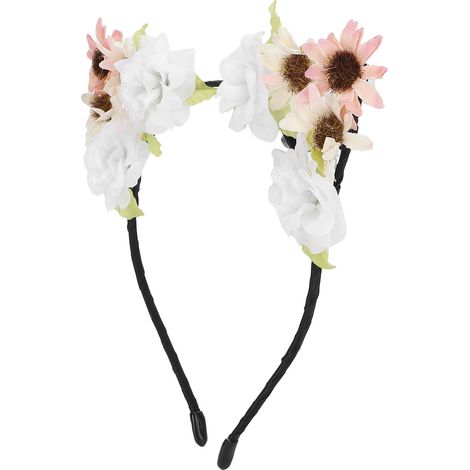 Bandeau Cheveux Tournesol Fleuri Accessoire Tête Blanc Rose pour Femmes et Enfants (1/5)