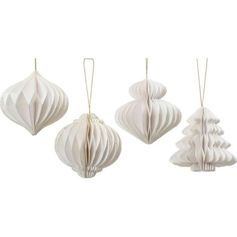 Decoris Addobbo Natalizio in Carta - Bianco - 8 cm