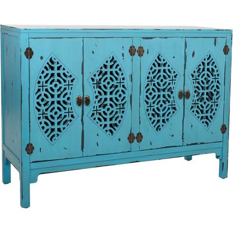 Aparador de madera azul 120x40x86,5 (1/5)