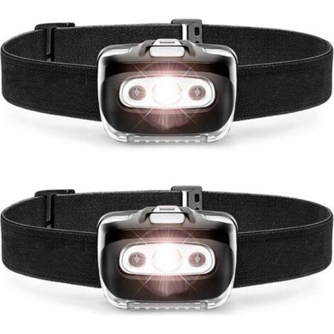 220lm Paquet de 2 phares LED – Phare de camping extérieur avec sangle de tête réglable – Phare léger 7 modes IPX5 étanche