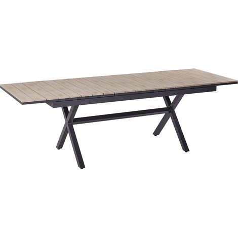 Mesa de jardín extensible 184/244 x 90 cm aluminio muebles de exterior gris Fanes (1/5)