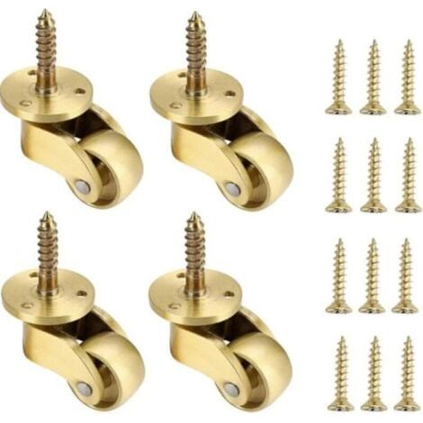 4pcs Roulettes de Meubles universelles en Laiton,roulettes en Laiton Massif,roulettes pivotantes rotatives à 360 degrés,capacité de Charge 75 kg,vis incluses (1/5)