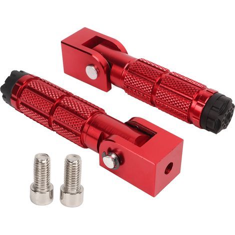 M8 Klappbare Motorrad-Fußrasten, universell, rutschfest, aus Aluminiumlegierung für Fahrräder, ATVs, UTVs, Go-Karts, Rot, 2 Stück (1/5)