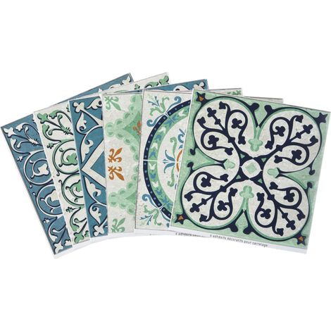 Plage 260577 Smooth – Tiles Piastrelle Sticker Cemento Piastrelle Evora [6 Foglio 15 x 15 cm 5.90"" X 5.90"], Vinile, Green, 15 x 0,1 x 15 cm (1/2)