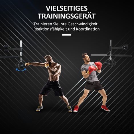Boxgestell avec Speedball, barre réflexe rotative réglable en hauteur, pliable, acier, 79x72x20cm