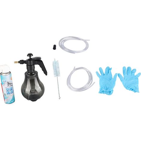 Kit de limpieza de aire acondicionado de 6 piezas que incluye una bolsa para recoger el agua, un cepillo y un pulverizador universal. (1/5)
