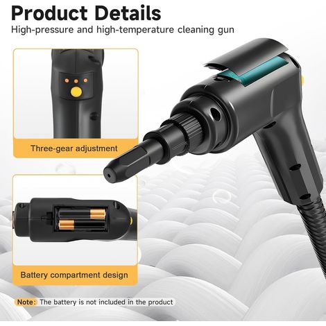 Pulitore a vapore da 2500 W con display digitale, pulitore a vapore portatile con 7 testine regolabili su 3 livelli, serbatoio dell'acqua di grande capacità da 1100 ml per la pulizia di divani e piast (1/4)