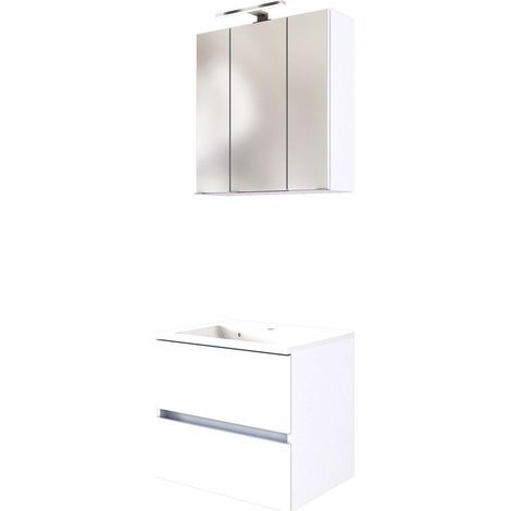 Waschplatz-Set 60 cm inkl. LED Spiegelschrank ARLON-03 matt weiß BxHxT 60x200x55 cm (1/5)
