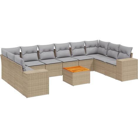 Maison Exclusive - Set de sofás de jardín 11pzas con cojines ratá (1/3)