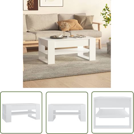 The Living Store Couchtisch Weiß 102x55x45 cm Holzwerkstoff - Couchtisch - Wohnzimmertisch - Holzmöbel - Weißer Couchtisch - Behandeltes Holz (1/5)