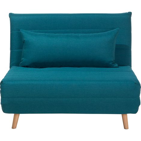 Sofá cama pequeño de tela azul 1 plaza cama plegable sin brazos estilo escandinavo Setten (1/5)
