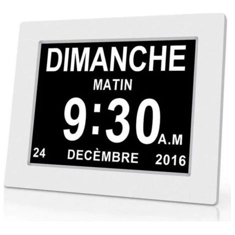 BUNTHAUS One Piece 7 Zoll digitale Kalenderuhr mit Datum und Uhrzeit, Alzheimer-Uhr für Eltern, Medikamentenerinnerung für Großeltern und Kinder – Weiß – 20414324 mm, INHHUB