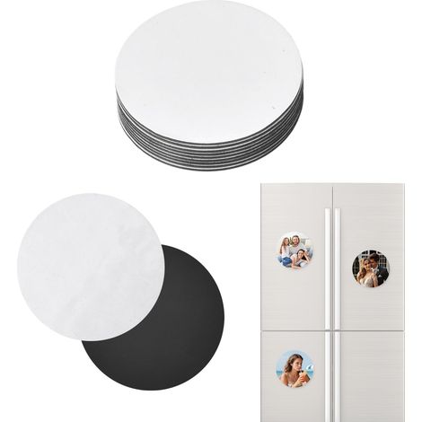 10 Pièces Sublimation Réfrigérateur Aimants, Magnétique Vierge pour Sublimation, Aimant Frigo Sublimations, Magnet Vierge Autocollants Magnétiques Décoratifs DIY pour Tableau Blanc (Rond) (1/5)