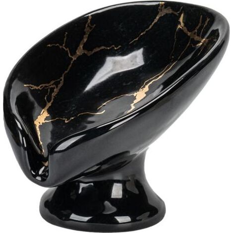 Porte Savon Auto Drainant pour Salle de Bain, Cuisine, Douche - Céramique, Noir (1/5)