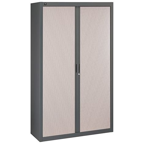 Armoire à rideaux démontables 200 x 120 cm anthracite - portes chêne gris - Maxiburo