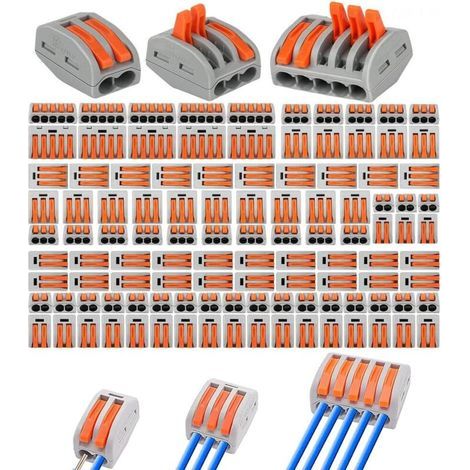 Connecteur Électrique,110pcs Domino Electrique,Connecteur Électrique Rapide,Domino Electrique Etanche,Bornes Connexion Automatique,Rapide Connecteur Fil de Câble,Connecteurs Électriques Compact (1/5)