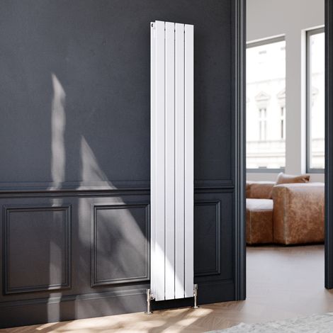 ELEGANT Vertical Column Designer Radiator Flat Panel 1800 x 300 mm White Double (1/5)