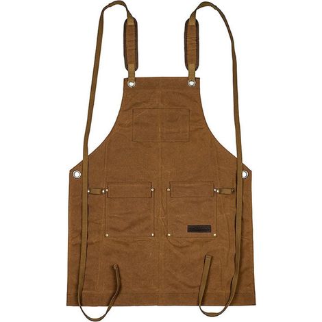Tablier De Travail - Toile Robuste Impermeable - Bretelles Croisees Reglables - Multiples Poches Dont Filet 3D - Pour Atelier Forge Chantier Cuisine - 1 Piece (1/5)