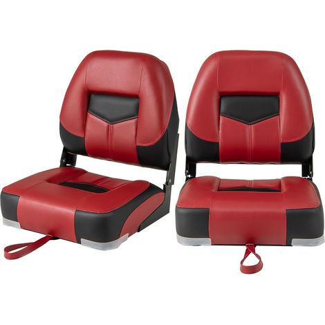 COSTWAY Set di 2 Sedie da Barca, Sedie per Barca Con Schienale Basso, Sedia Pieghevole, con Schiuma Spessa, Cinghia di Fissaggio, 50 x 42 x 52 cm (Rosso) (1/5)