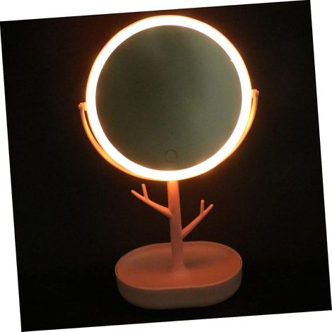1pièce Miroir De Maquillage LED Portable avec Chargeur Miroir Cosmétique De Bureau Rotatif Design avec Plateau De Rangement pour Accessoires De avec De Luminosité (1/5)