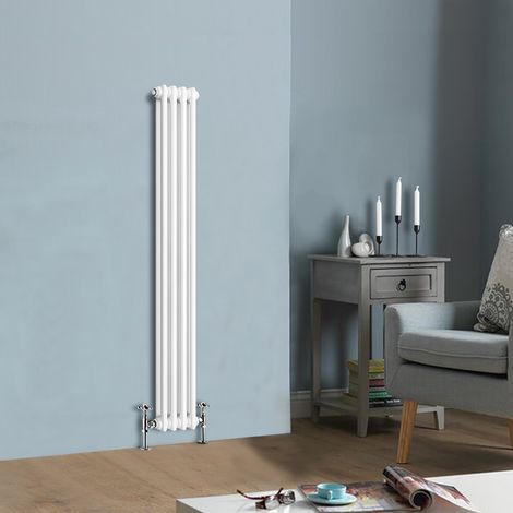 Traditional White Vertical Cast Iron Radiator Double Column 1500 x 200 mm (1/4)