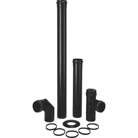 Save KIT PER STUFA A PELLET LIGHT  PZ. 6 Col. Nero opaco Ø cm. 8