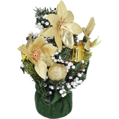 Künstlicher kleiner Weihnachtsbaum, exquisit, wunderschön, leuchtende Farben, innovative Tischdekoration, Gold (1/5)