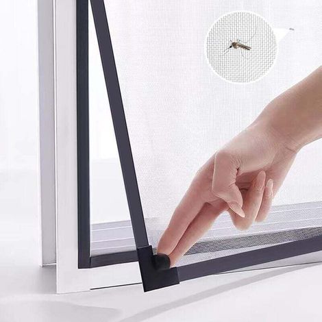 Écran de fenêtre magnétique réglable DIY Taille maximale 100 x 150 cm S'adapte à toute maille en fibre de verre de plus petite taille avec cadre gris (1/3)