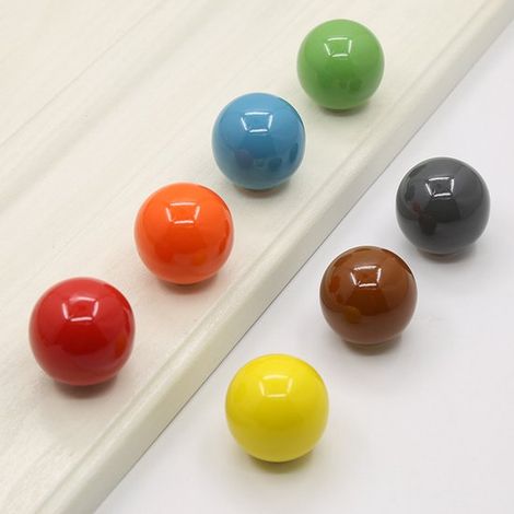 7 boutons ronds colorés pour meubles - boutons ronds en céramique - poignées de tiroir - boutons en céramique colorée, pour tiroirs, armoires, commodes (1/5)