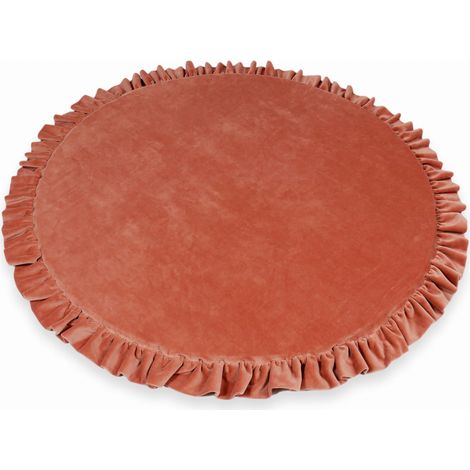 Alfombra de juego para niños redonda de 100cm con volantes, Velvet Soft Canyon Clay