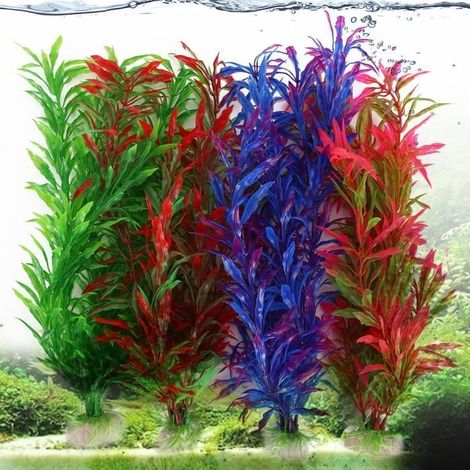 Plantes aquatiques en plastique VVIKIZY - Décoration d'aquarium colorée et réaliste (1/4)