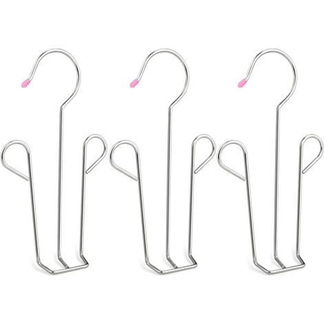 Set di 3 scarpiere in acciaio inox, ripiano portascarpe multifunzionale con doppio gancio, ideale per asciugare e appendere le scarpe in pelle. (1/4)
