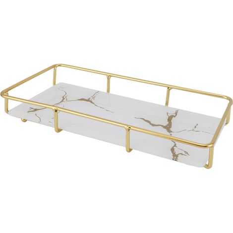 Plateau de salle de bain moderne et élégant, antidérapant, organisateur de rangement pour évier et comptoir de cuisine, blanc, taille S (1/5)