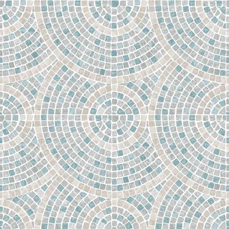 Papier peint mosaïque bleu et beige