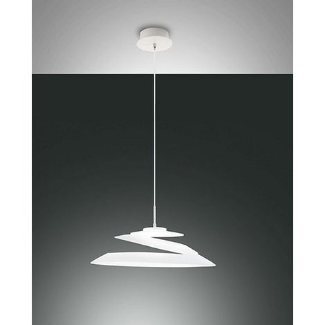 Suspension Aragon En Métal Et Verre Blanc, Led Intégrée 18 W, 3000 K, Dimmable Avec Coupure De Phase, Diamètre 530 Mm, Classe 1, Ip20