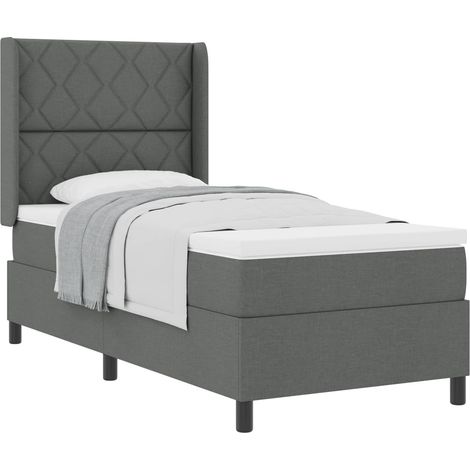 Maison Exclusive - Lit à ressorts avec coussin Gris foncé 200 x 100 cm tissu (1/5)