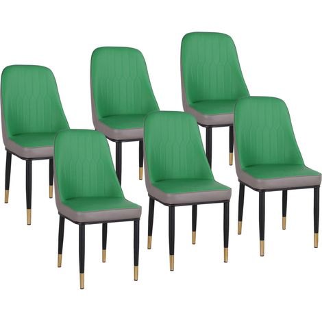 Set da 6 Sedie Cucina Multicolore Ecopelle Piedi Dorati Vienna Verde (1/5)