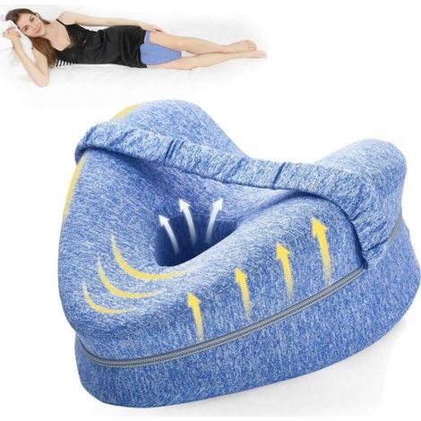 Pillow of genou for sleepers side Foam to memory high density Support optimal for hanche and knees Comfort blue (1/4)